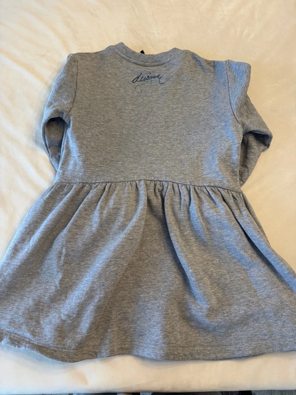 EUC! Desigual Gray Dress with Blue Flower and Yellow Center, sz 9-10